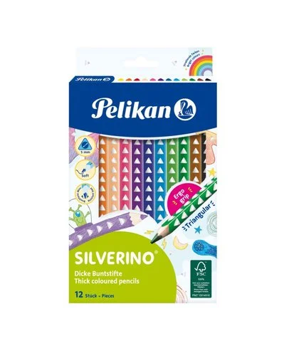 Pelikan Pastelky trojhranné silné 12barev Vysoce Kvalitní
