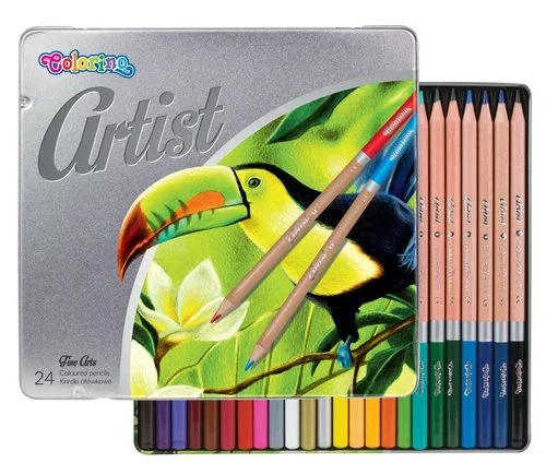 Bezpečná Platba Colorino Artist pastelky dřevěné, kulaté, kovový box, 24 barev