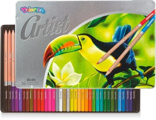 Rychlé Dodání Colorino Artist pastelky dřevěné, kulaté, kovový box, 36 barev