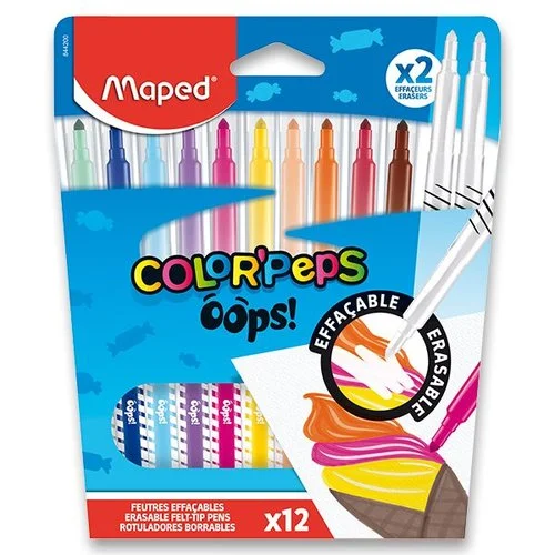 Dětské fixy Maped Color'Peps Oops sada 12 barev + 2 zmizíky Výhodná Nabídka
