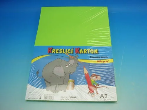 Kreslící karton A3/50ks zelený 180g Sezónní Sleva