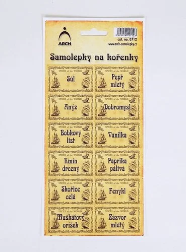 Nová Kolekce Samolepky na kořenky Koření světa 0712