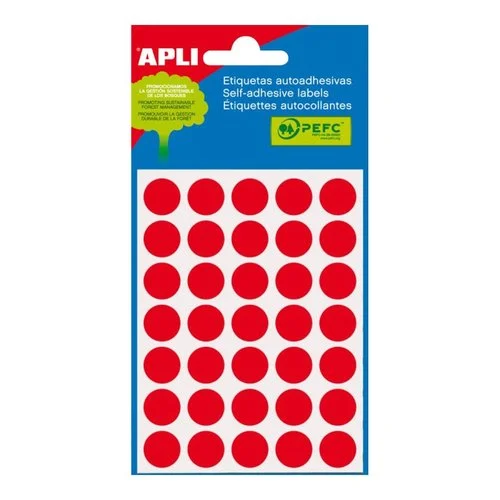 Bezpečná Platba APLI samolepicí etikety, O 13 mm, červené