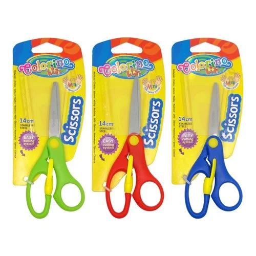 Vrácení Zdarma Colorino nůžky dětské, 14 cm, bezp. pojistka, asymetrické, mix barev