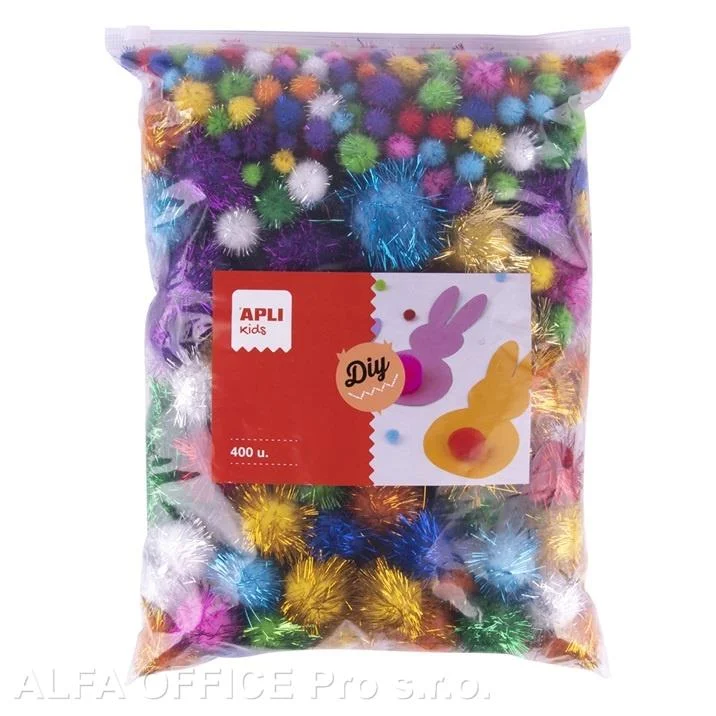 Expresní Doručení Kuličky POM-POM APLI JUMBO se třpytkami /mix velikostí / 400 ks