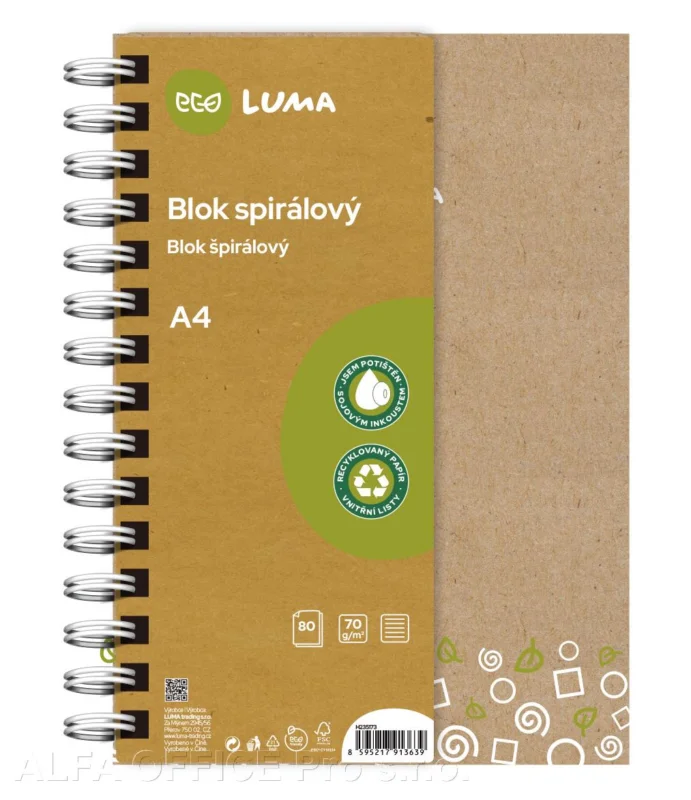 Expresní Doručení Blok kroužkový ECO LUMA - A4 / linka