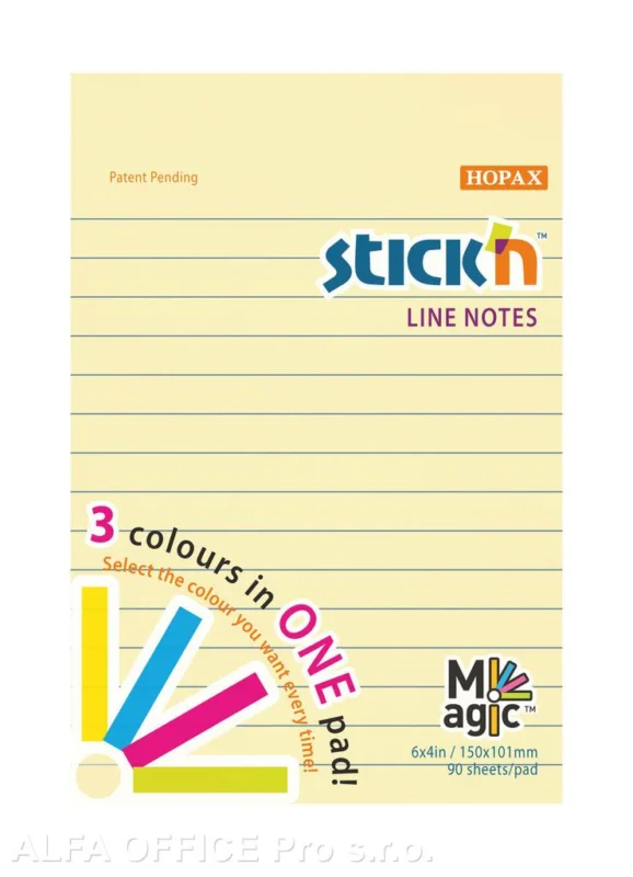 Ověřený Samolepicí bločky Stick´n by Hopax - 101 mm x 150 mm / linka / 90 lístků / Magic / pastel