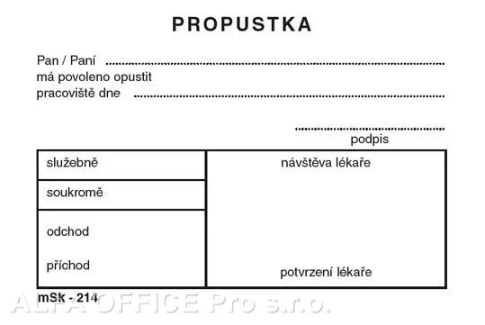Sezónní Sleva MSK 7400214 propustky 100 listů A7