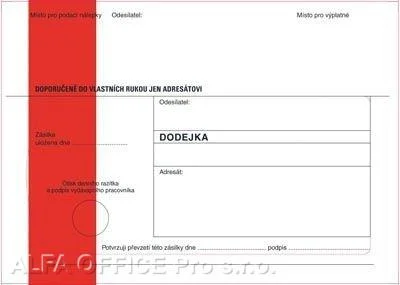 Tovární Cena Obálky B6 s dodejkou samopropisovací - s červeným pruhem / 1000 ks