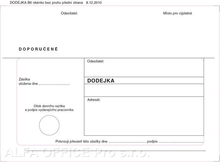 Obálky B6 s dodejkou samopropisovací - bílá / 1000 ks Tovární Cena