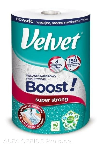 Nejlepší Cena Utěrky papírové Velvet Boost - 150 útržků / třívrstvé