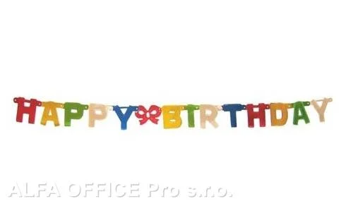 Nová Kolekce Girlanda Happy Birthday - 1,5 m