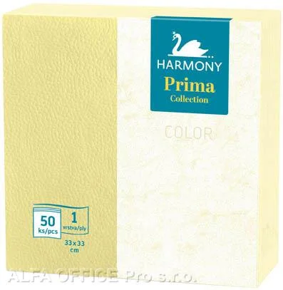 Harmony Color papírové ubrousky žluté 1-vrstvé 33 x 33 cm 50ks Ověřený