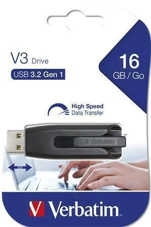 16GB USB Flash 3.0, 60/12 MB/sec, VERBATIM V3, černá-šedá Levný
