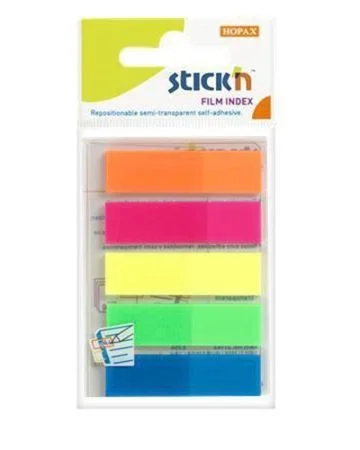Přímo Od Výrobce Samolepicí záložky, mix neon. barev, 45x12 mm, 5x25 listů, plast., STICK N 21050 ,balení 125 ks