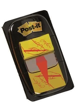 Samolepicí záložky se zásobníkem, žlutá s grafikou, 25 x 43 mm, 50 listů, 3M POSTIT 7000144931 ,balení 50 ks Rychlé Dodání