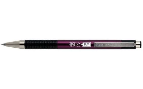 26349 Kuličkové pero F301, modrá, 0,24 mm, stiskací mechanismus, tmavě vínové tělo, ZEBRA Víkendová Akce