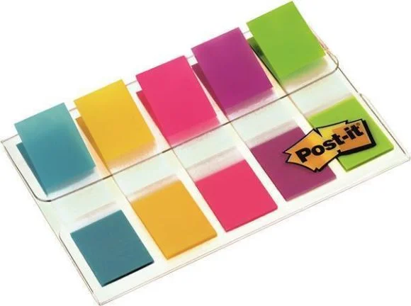 Vrácení Zdarma Samolepicí záložky, mix neonových barev, 12 x 43 mm, 5x 20 listů, 3M POSTIT 7000101800 ,balení 100 ks