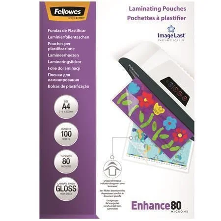 Laminovací fólie, lesklá, A4, 80 micron, FELLOWES ,balení 100 ks Akční Nabídka