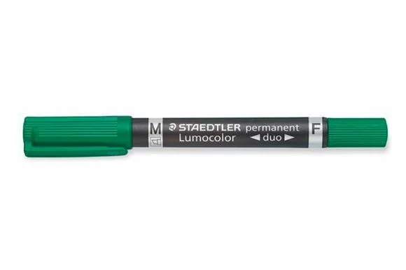 Permanentní popisovač Lumocolor 348 Duo, zelená, kuželový hrot, F/M, oboustranný, STAEDTLER Originální