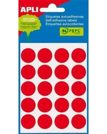 Etikety, červené, kruhové, průměr 19 mm, 100 etiket/balení, APLI ,balení 5 ks Nakupujte Hned