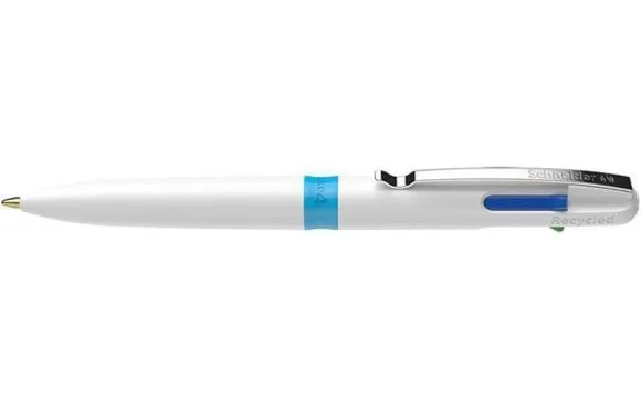 Kuličkové pero Také 4, bílá, 0,5 mm, stiskací mechanimus, 4-barevné, SCHNEIDER 138049 Značkový