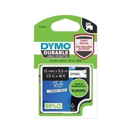 Páska D1 Durable, černá na bílé, 12 mm x 5,5 m, DYMO Omezená Nabídka