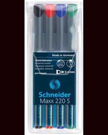Permanentní popisovač Maxx 220 S, 4 barvy, 0,4mm, OHP, SCHNEIDER Levný