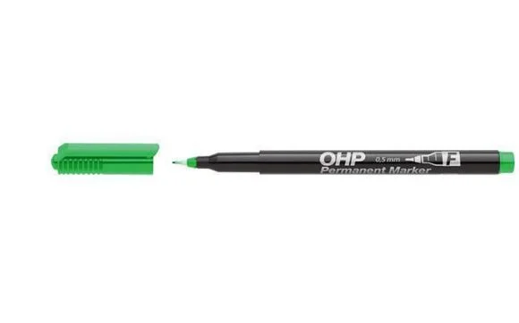 Permanentní popisovač, OHP, F, zelená, 0,5mm, ICO Levný