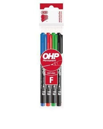 Permanentní popisovač, OHP, F, 4 barvy, 0,5mm, ICO Víkendová Akce