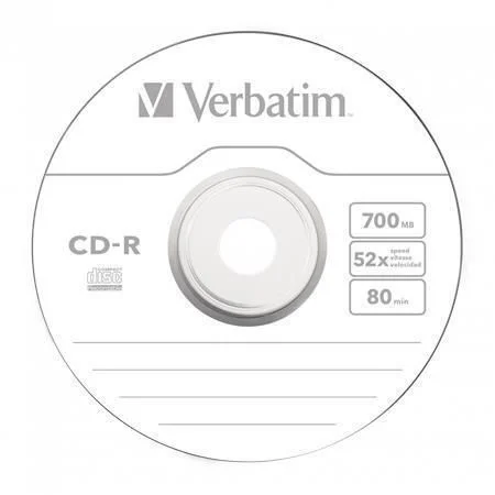 Nízká Cena CD-R 700MB, 80min., 52x, DL Extra Protection, Verbatim, 50-cake ,balení 50 ks