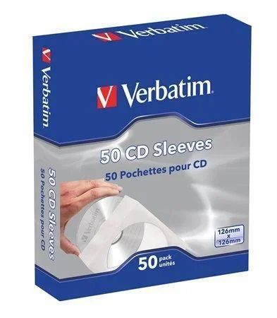 CD/DVD papírová obálka s okénkem, lepící, bílá, Verbatim, 50ks/balení ,balení 50 ks Jen Po Omezenou Doba