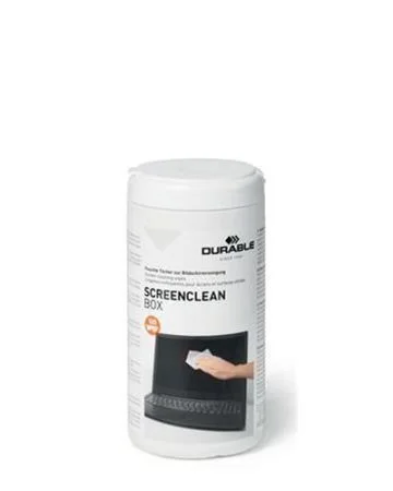 Čisticí utěrky na monitory Screenclean® box 100, 100 ks, DURABLE 573602 ,balení 100 ks Nízká Cena
