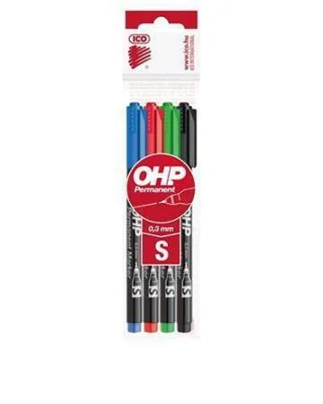 Permanentní popisovač, OHP, S, 4 barvy, 0,3mm, ICO Bezpečná Platba
