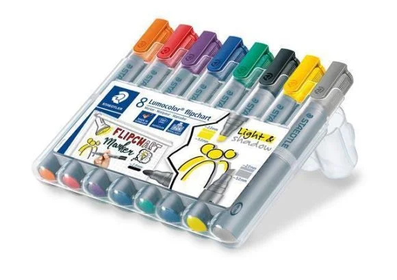 Pouze Dnes Popisovače na flipchart Lumocolor 356, 8 barev, 2-5 mm, klínový hrot, STAEDTLER 356 SWP8