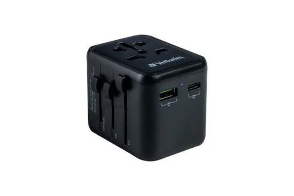 Horká Nabídka Cestovní adaptér UTA-02, univerzální, USB-A (QC 3.0) / USB-C (PD20W) 2x USB, VERBATIM 49544