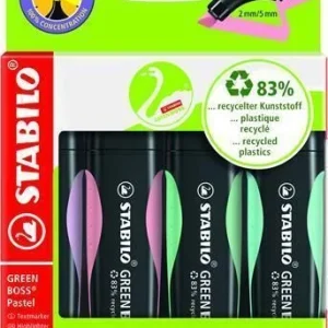 Zvýrazňovače Green Boss Pastel, sada 4 barev, 2-5 mm, STABILO Omezená Nabídka