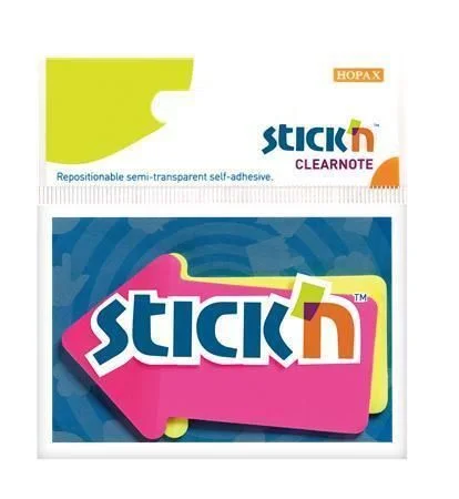 Samolepicí záložky, neonové barvy, šipka, 76 x 50 mm, 2x 30 listů, plast, STICK N 21141 ,balení 60 ks Ověřený