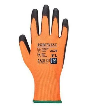 Ochranné rukavice Cut 5, oranžová, HPPE, hi-vis podšívka, odolné proti proříznutí, velikost XXL Poslední Šance