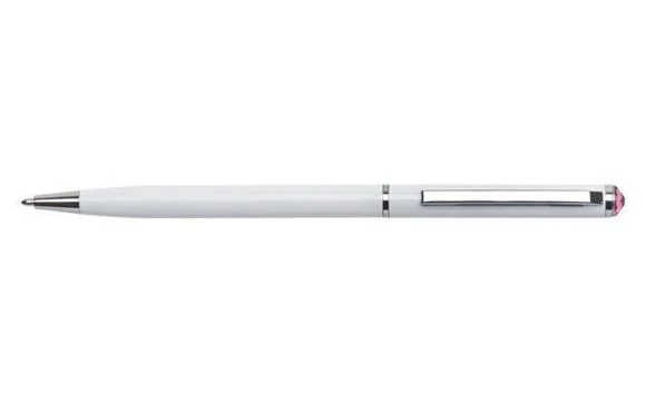 Kuličkové pero SWS SLIM, bílá, růžový krystal SWAROVSKI®, 13 cm, ART CRYSTELLA® 1805XGS560 Sezónní Sleva