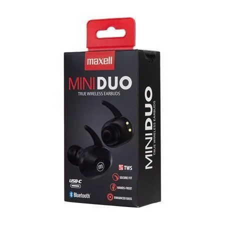 Aktuální Sluchátka s mikrofonem Mini Duo, černá, bezdrátová, Bluetooth 5.0, MAXELL