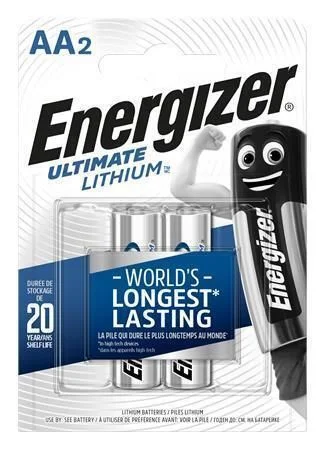 Nejprodávanější Baterie, AA (tužková), 2 ks, lithiová, ENERGIZER Ultimate Lithium