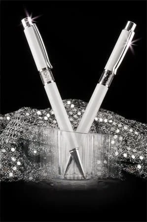 Nová Kolekce Kuličkové pero SWAROVSKI® Crystals, bílá, bílé krystaly ve střední části pera, ART CRYSTELLA® 1805XG