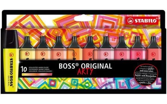 Objednat Nyní Zvýrazňovače BOSS original Arty, 10 ks, teplé odstíny, 2-5 mm, STABILO 70/10-1-20