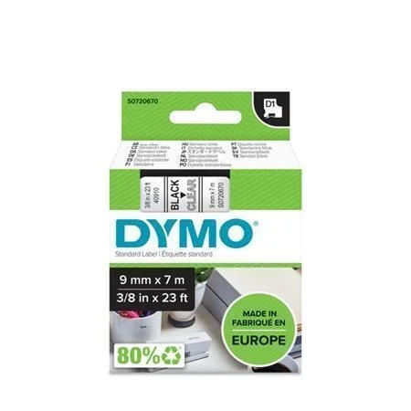 Koupit Online Páska, 9 mm x 7 m, DYMO D1, průhledná-černá