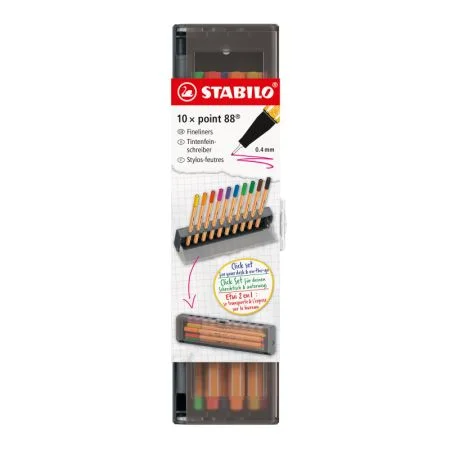 Nízká Cena Liner STABILO® point 88 Click set se stojánkem - 10 ks