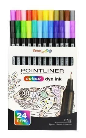 Omezená Nabídka Liner Pointliner, 24 různých barev, 0,4 mm, sada, PENTEL S40-24
